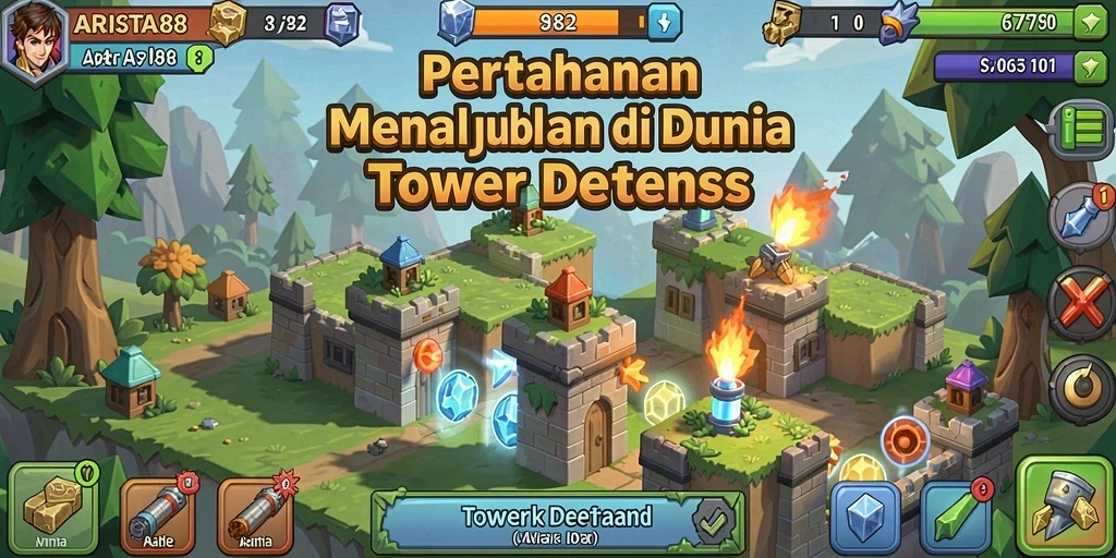 Tampilan gameplay ARISTA88 yang mendebarkan dalam Tower Defense.