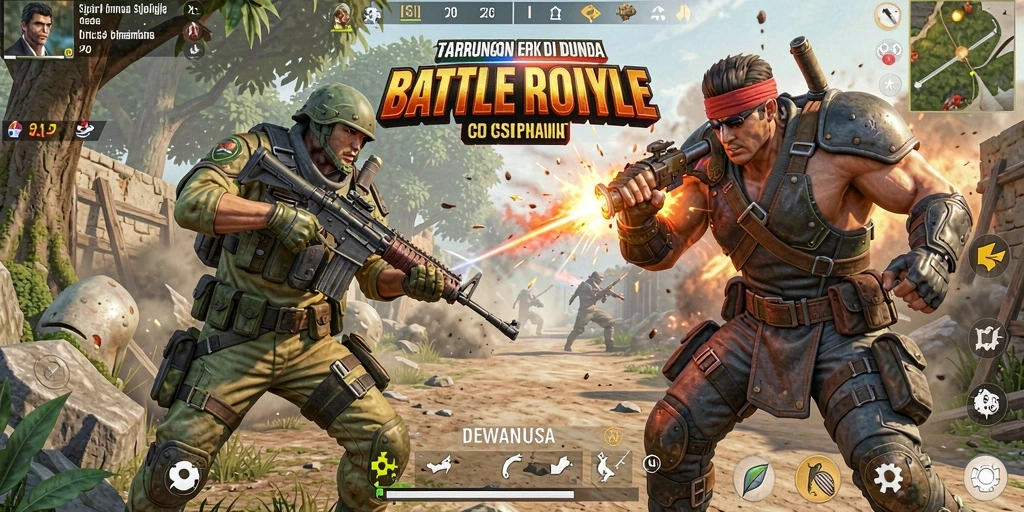 Tampilan gameplay DEWANUSA yang intens dan seru di arena Battle Royale.