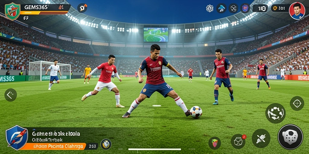 Gameplay GEMS365 yang seru dengan aksi sepak bola yang mendebarkan.