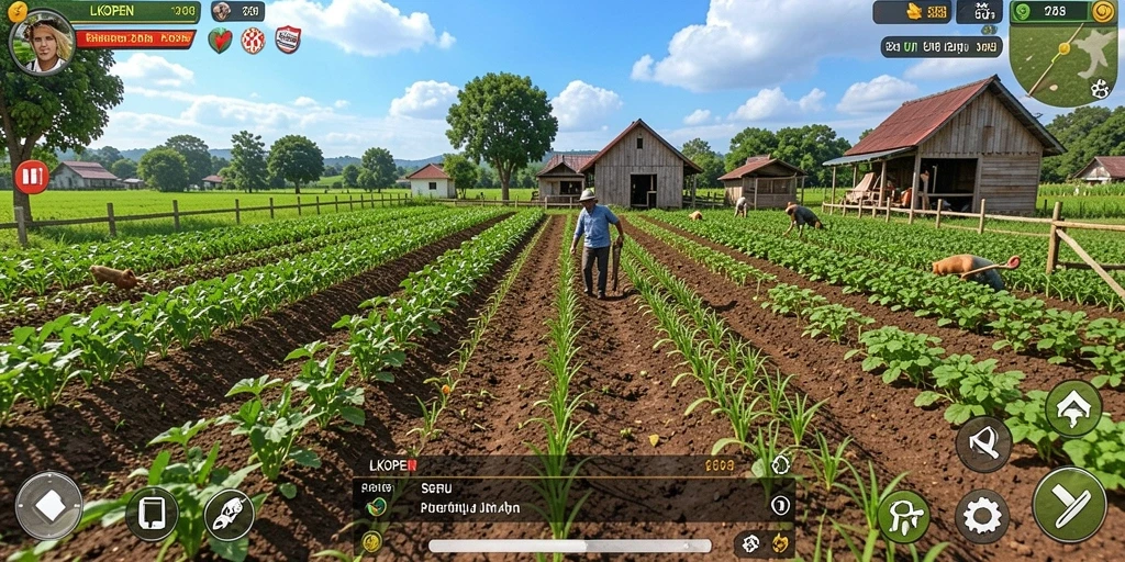 Tampilan gameplay LKOPEN dengan aktivitas bertani yang menyenangkan.