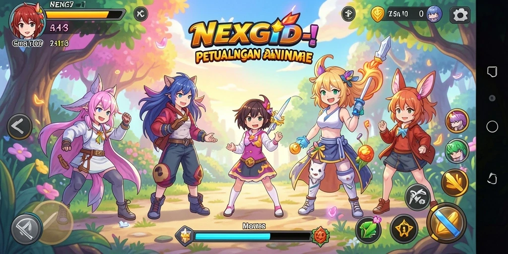 Screenshot NEXGID menampilkan aksi seru dalam dunia anime.